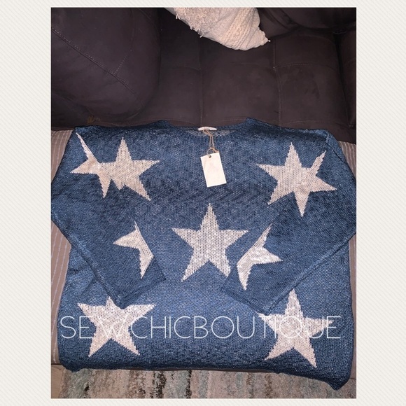 Teal Star Patterned Knitted Pullover Sweater - Picture 5 of 7